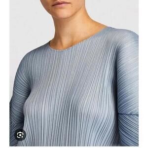 H&M high neck Pleated Blouse Tops GRAYISH Light Blue